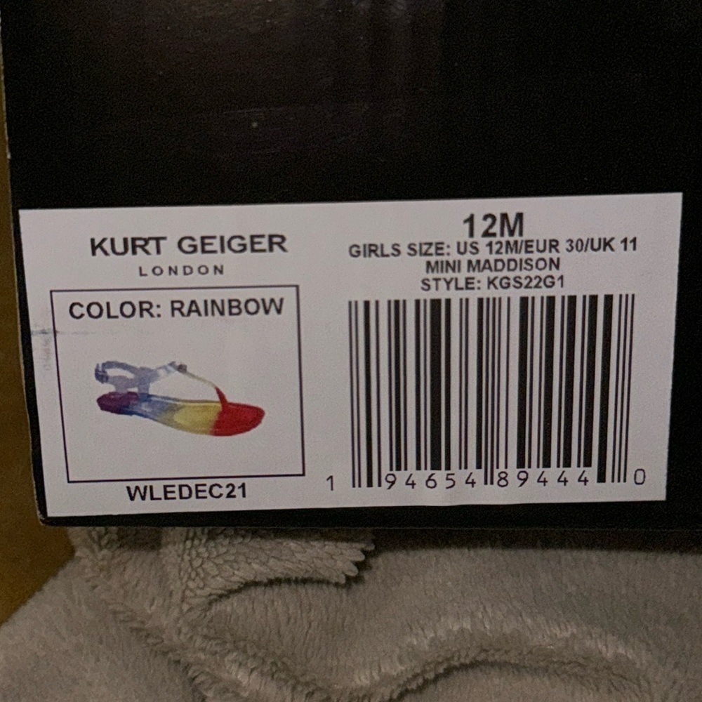Kurt Geiger Kids Mini Maddison Multicolor Rainbow Coastal Jelly Thong Sandals - Picture 14 of 14